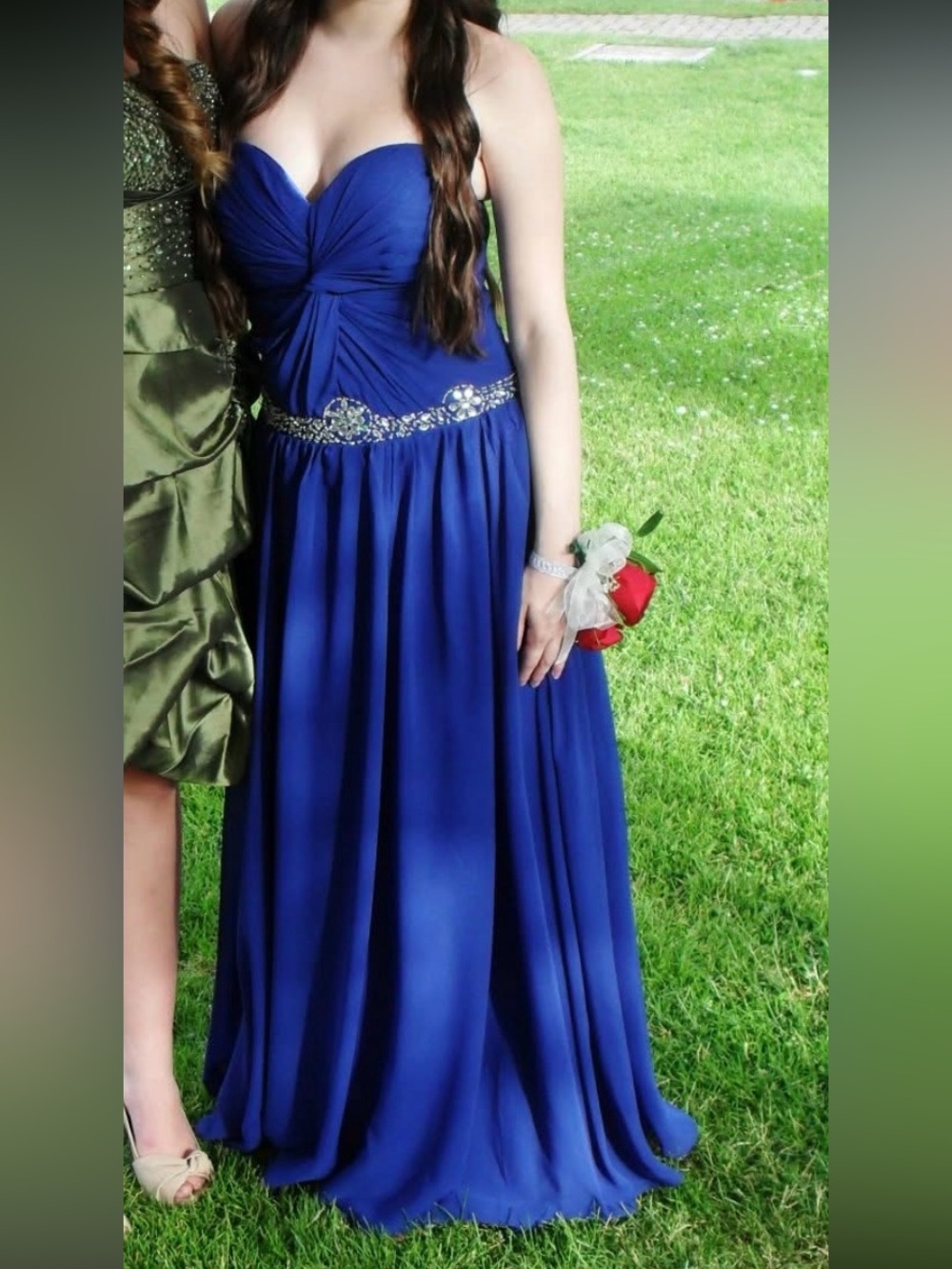 Royal Blue Strapless Gown with Jeweled Waist (Sherri Hill Knock-off)